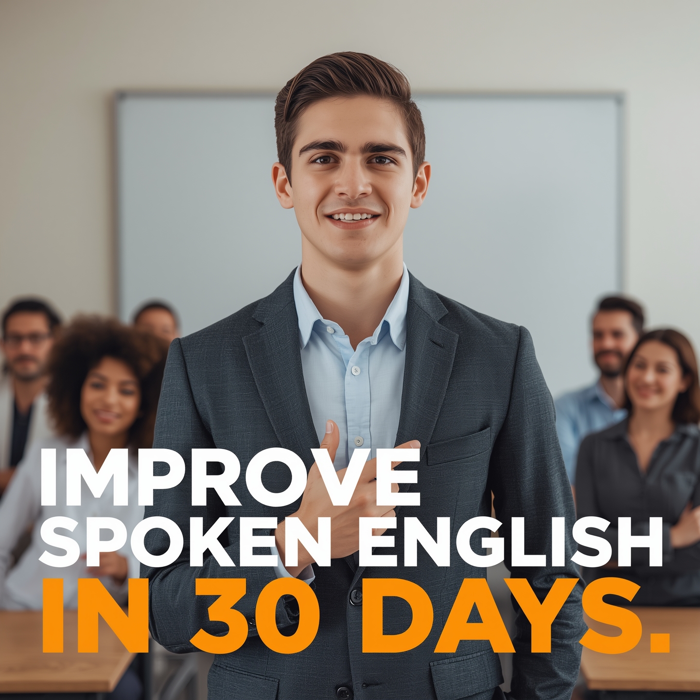Confident student improving spoken English in 30 days